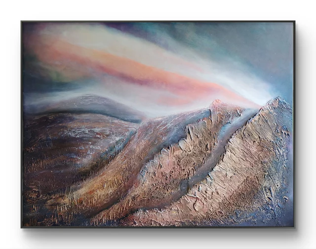 Cały obraz na zamówienie: góry o zachodzie słońca, 140 × 120 cm